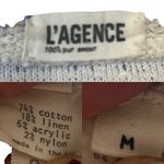 L'Agence Crop Knit Sweater Blue Stripe Silver Thread Half Sleeve Cotton Medium Photo 3