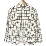 Everlane NWT  Women’s Neutral Plaid Boxy Button front Flannel Shirt Photo 1