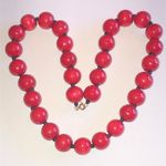 Elegant Vintage Red Wooden Beads and Black Glass Beaded Necklace Photo 0