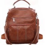 SOFT BROWN FAUX LEATHER BACKPACK STYLE BAG Photo 2