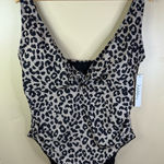 Nicole Miller NWT 2X One Piece Cheetah Print Sand Stone Color Swimsuit Travel Photo 0