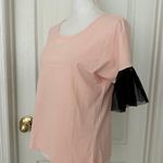 My stat New My Star Woman’s Light Orange Top 100% Cotton With Black Mesh Sleeves, Sz S Photo 4