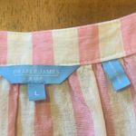 Draper James  top Large Pink White Stripes Linen cotton blend square neck smocked Photo 1