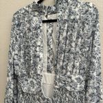 Ivy city co brynley dress, blue white floral print button down pleated ruffle Size M Photo 9