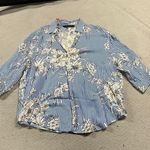 ZARA Blue White Pinstripe Vintage Floral Shirt Blouse Size Small EUC Photo 0