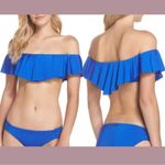 Trina Turk  off the shoulder ruffle top in blue Photo 2