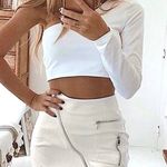 Faux White Leather Mini Skirt Size XS Photo 0