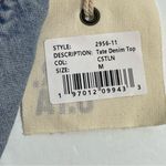 NWT SER.O.YA Tate Denim Top in Coastline Blue Wash Sz MEDIUM Strapless Tie Back Photo 6