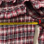 Anthropologie Pilcro Smocked Plaid Mini Dress size Medium in Red Motif Photo 4