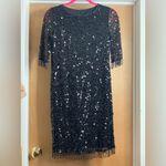 Taylor BlackHalf Sleeve Beaded Tassel Sequin Mini Dress. Size Photo 2