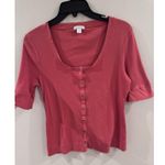 Garnet Hill Rust Essential 3/4 Sleeve Scoop Neck Tee Size Large Transitional Top Photo 3