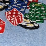 PARIS HENLEY size XL women's Vegas gambling LS button down casino drinks cards Blue Photo 5