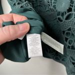 Loft  hunter green lace overlay crochet mix media long sleeve dressy top xs Photo 7