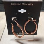 Genuine Marcasite Fine Silver Plated Hoop Earring Photo 1