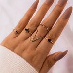 Boutique 5pc Rhinestone Gold Ring Set Photo 0