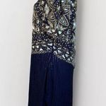 Night Vogue Sheath Dress Womens medium navy Sequin Beaded Lined Back Vent & Zip Photo 4