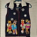 White Stag  Womens Embroidered Reindeer Full Zip Sweater Vest Small 4‎ 6 Photo 0