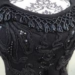 carole little Vintage 90s Beaded Tassel Little Black Sweater Knit Dress P/P Photo 2