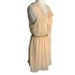 No Boundaries  Sleeveless Chiffon Dress XL Blush Peach Belt Lined Lace Up V Neck Photo 5