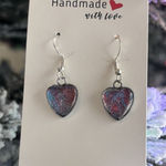 Handmade Acrylic Pour Dangle Heart Earrings Hypoallergenic Jewelry ARTISAN Photo 0