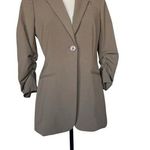 Peace Of Cloth Panticular Ruched Sleeve Beige Women’s Blazer Size 2 Gray Photo 0