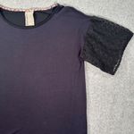 Anthropologie Dolan Lace Short Sleeve Top Women's Small Black / Navy Blue Terry Photo 3