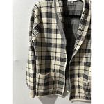 SIONI Women's Medium Plaid Knit Cardigan Sweater Shawl Collar Pocketed Black Photo 2