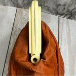 Vintage 1970s Brown Felt Clutch Plastic Floral Kiss Photo 3