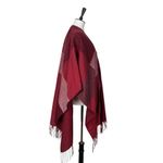 Woolrich Cozy Blanket Scarf Wrap Open Front Fringe Burgundy Pink Women One Size Photo 3