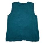 Vintage Kathy Lee Teal Green Cotton Blend Knit Sleeveless Cardigan Vest 16W Photo 3