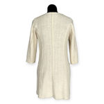 ZARA | Small | Ivory Tweed Longline Raw Edge 3/4 Sleeve Open Front Jacket Photo 5