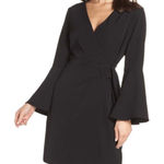 Sam Edelman black long sleeve Wrap dress with Bell Sleeves Size 0 Photo 0