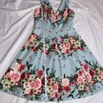 Jessica Simpson Floral Blue Pinup Style Dress Sz 4 Photo 4