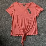 Natural Reflections Women’s Peach V-Neck Tie-Front Top Photo 0