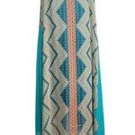 Bisou Bisou  Michelle Bohbot High-Low Maxi Dress Size 12 Teal Orange Sheer Summer Photo 0