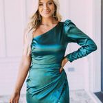 These Three Boutique Green Satin Dress Photo 0