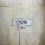 Cache  Ivory Metallic Rhinestone Button Fringe/Tweed Jacket Size 10 Photo 9