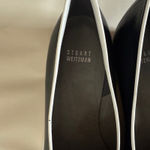 Stuart Weitzman  Women Leather Loafers Flats Bow Detail Navy Blue White‎ Trim 10 Photo 8