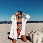 Free People  Summer Daydream Buttondown Top in Ivory Size Large Gauze Oversized Photo 7