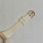 Women quartz analog watch 36mm rose gold tone case white silicone band running Photo 3