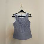 Talbots  Gingham Peplum Hem Sleeveless Top in Navy & White Size 2 NWT Photo 1