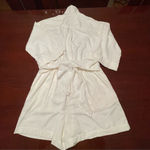 Free Assembly cream linen blend shorts romper jumpsuit belt button front Sz S Photo 11