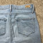 Paige  Hoxton Light Wash High Rise Ruffled Straight Ankle Crop Stretch Jeans Photo 6