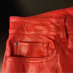 Guess faux leather vegan casual chino pant, red, sz 8, stretchy, NWOT Photo 6