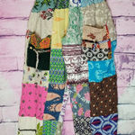 Kathmandu Imports  PATCHWORK BOHO HAREM SMOCKED WAIST PULL ON 100% COTTON PANTS Photo 0