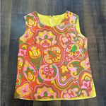 Vintage 70's Paisley Floral Flower Power Tank Top Size Medium Pink Photo 1