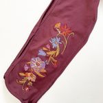 Embroidered Maroon Red Floral Cut Out Keyhole Leggings Size Small Red Photo 3