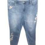 Nicole Miller  Plus Size 20 High Rise Skinny Jeans Floral Embroidered Raw Hem 677 Photo 10