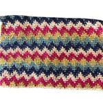 Lovestitch NIP Canary Islands Raffia Zig Zag Clutch Cream Pink Teal Navy Yellow Photo 4