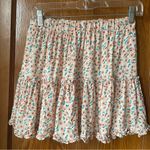 Anthropologie Indikah Pink and Blue Smocked Tiered Mini Skater Skirt Photo 1